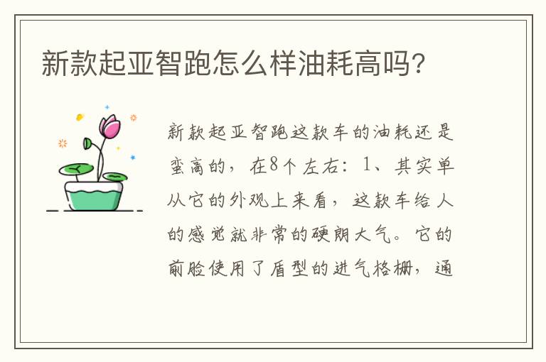新款起亚智跑怎么样油耗高吗 新款起亚智跑怎么样油耗高吗
