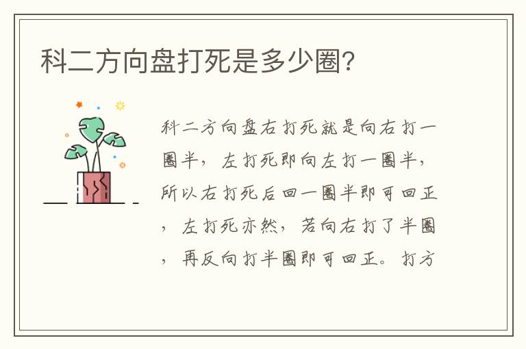 科二方向盘打死是多少圈 科二方向盘打死是多少圈