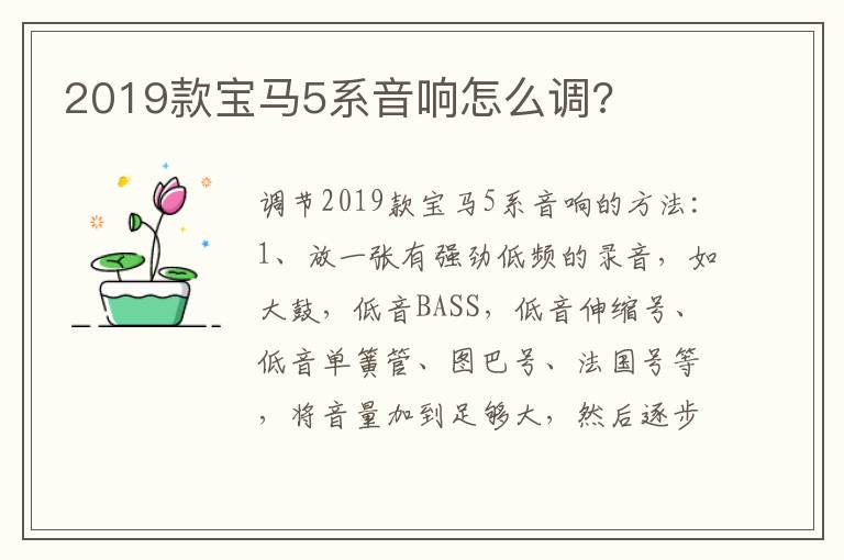 2019款宝马5系音响怎么调 2019款宝马5系音响怎么调