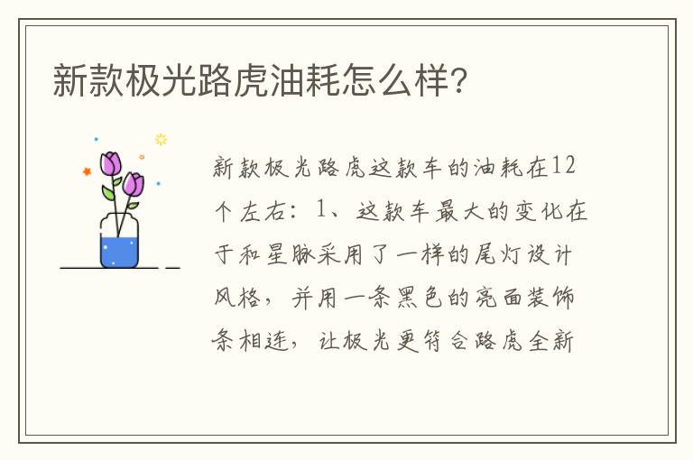 新款极光路虎油耗怎么样 新款极光路虎油耗怎么样