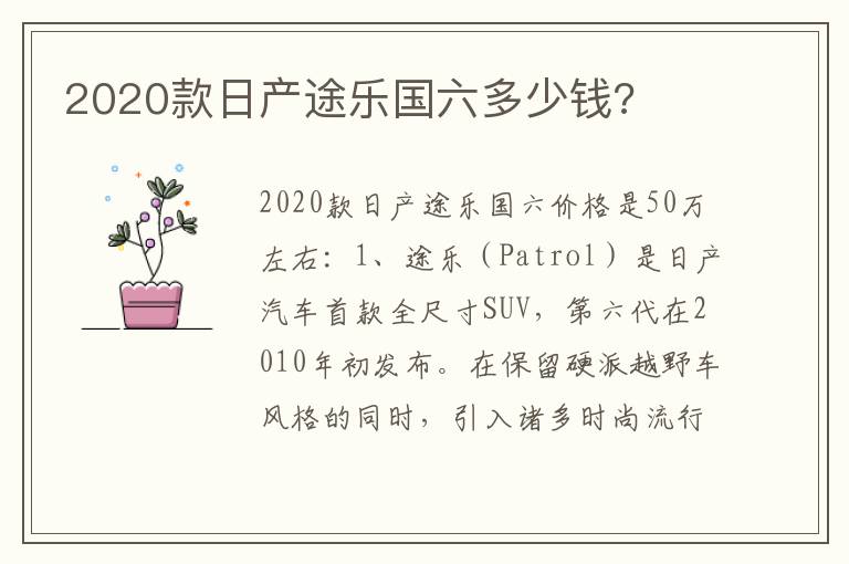 2020款日产途乐国六多少钱 2020款日产途乐国六多少钱