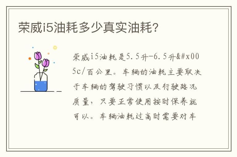 荣威i5油耗多少真实油耗 荣威i5油耗多少真实油耗