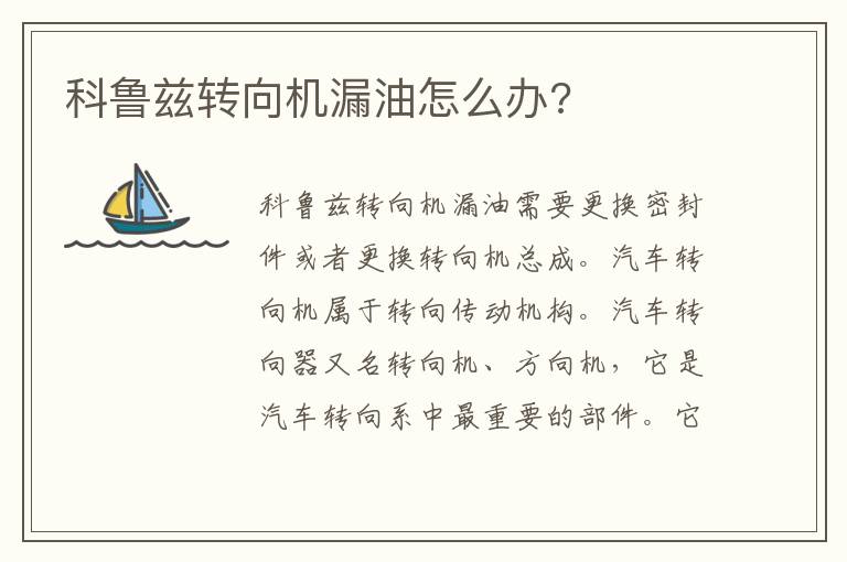 科鲁兹转向机漏油怎么办 科鲁兹转向机漏油怎么办