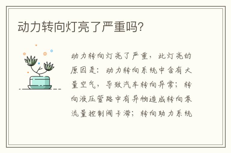 动力转向灯亮了严重吗 动力转向灯亮了严重吗