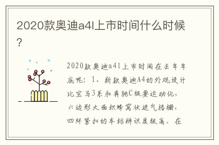 2020款奥迪a4l上市时间什么时候 2020款奥迪a4l上市时间什么时候