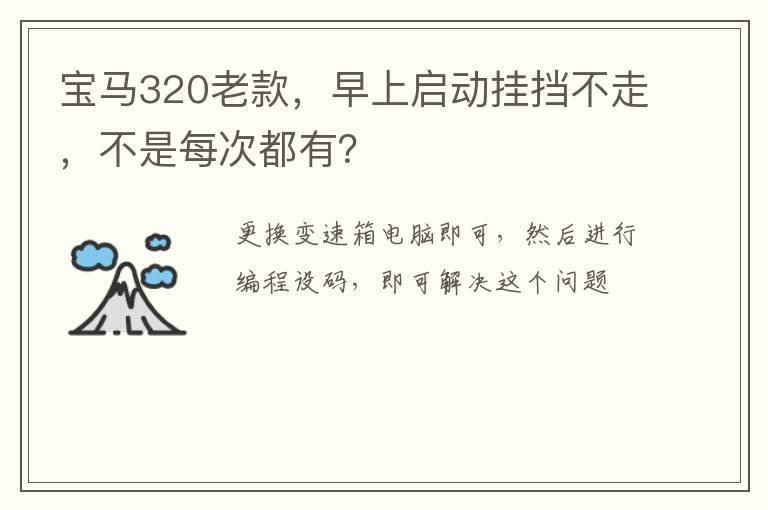 早上启动挂挡不走 不是每次都有 宝马320老款