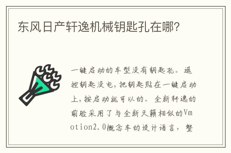 东风日产轩逸机械钥匙孔在哪 东风日产轩逸机械钥匙孔在哪