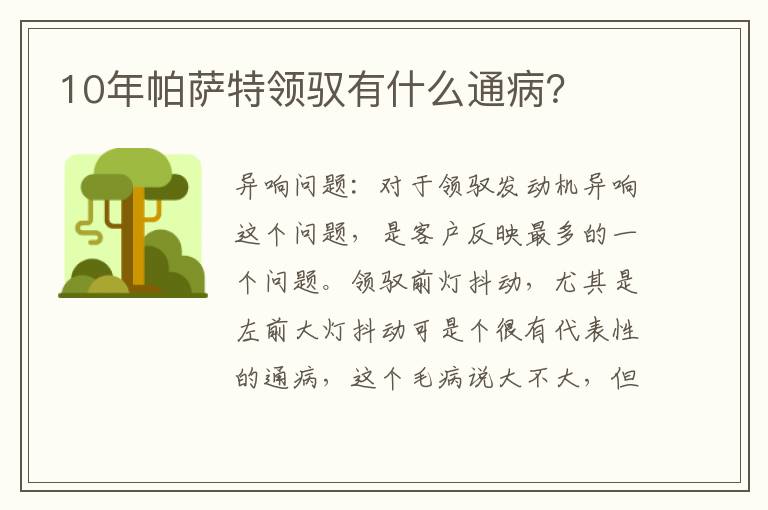 10年帕萨特领驭有什么通病 10年帕萨特领驭有什么通病