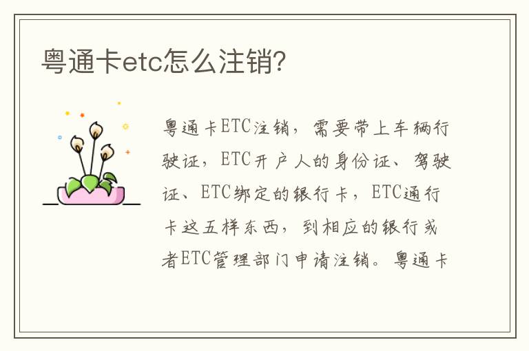 粤通卡etc怎么注销 粤通卡etc怎么注销