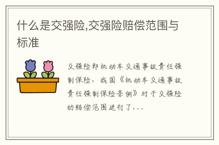 交强险赔偿范围与标准 什么是交强险