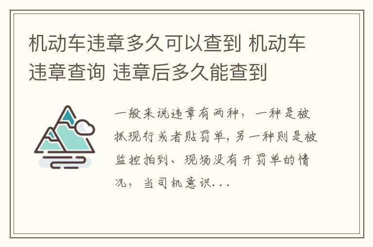 机动车违章查询 违章后多久能查到 机动车违章多久可以查到