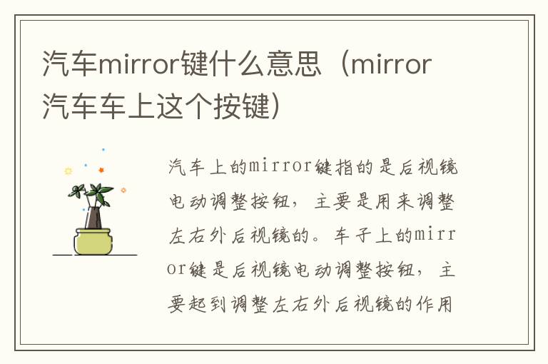 mirror汽车车上这个按键 汽车mirror键什么意思