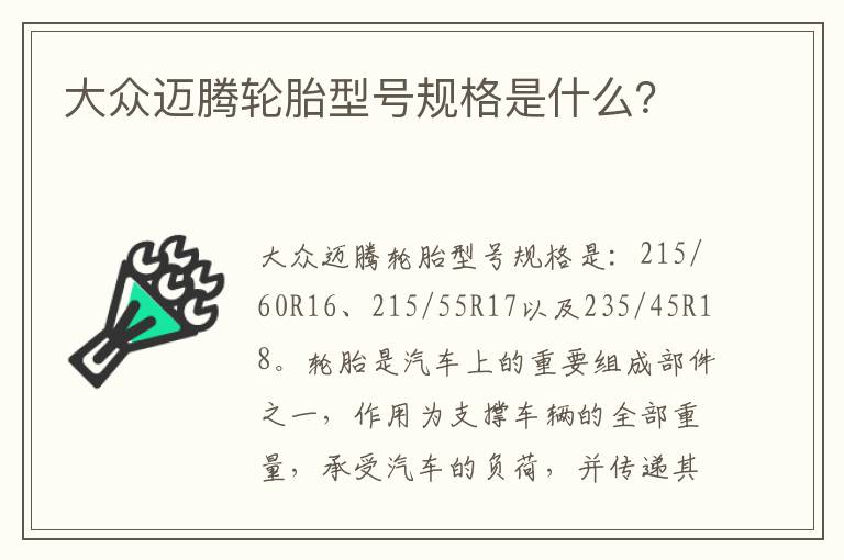 大众迈腾轮胎型号规格是什么 大众迈腾轮胎型号规格是什么