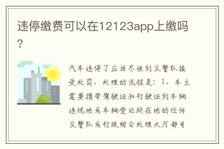 违停缴费可以在12123app上缴吗 违停缴费可以在12123app上缴吗