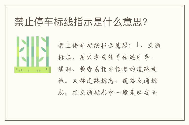 禁止停车标线指示是什么意思 禁止停车标线指示是什么意思