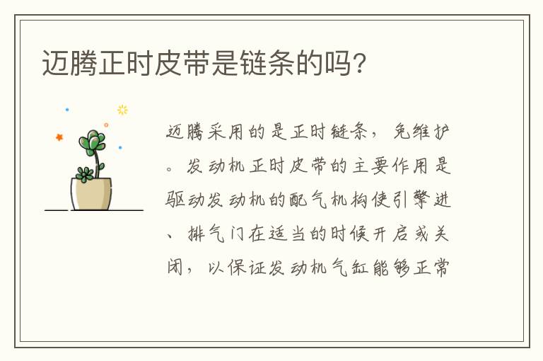 迈腾正时皮带是链条的吗 迈腾正时皮带是链条的吗