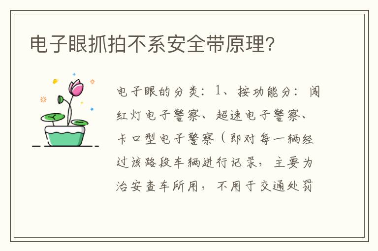 电子眼抓拍不系安全带原理 电子眼抓拍不系安全带原理