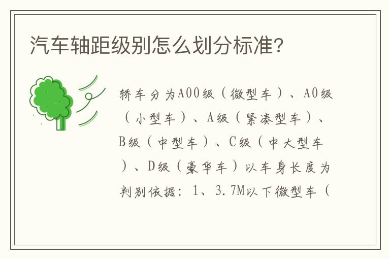 汽车轴距级别怎么划分标准 汽车轴距级别怎么划分标准