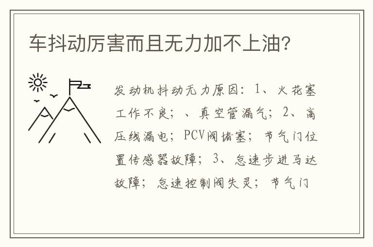 车抖动厉害而且无力加不上油 车抖动厉害而且无力加不上油