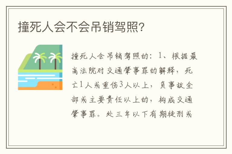 撞死人会不会吊销驾照 撞死人会不会吊销驾照