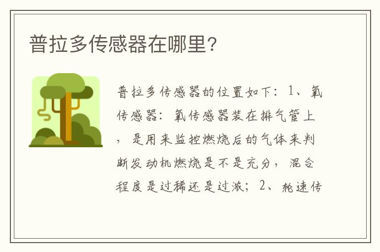 普拉多传感器在哪里 普拉多传感器在哪里