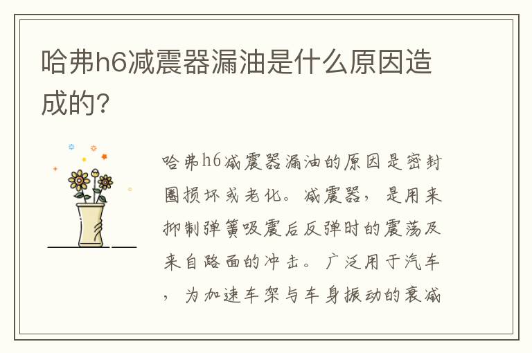 哈弗h6减震器漏油是什么原因造成的 哈弗h6减震器漏油是什么原因造成的