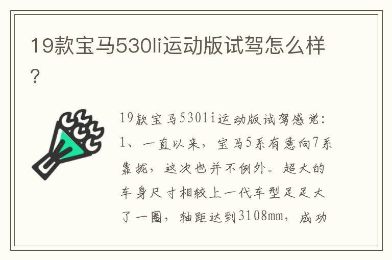 19款宝马530li运动版试驾怎么样 19款宝马530li运动版试驾怎么样