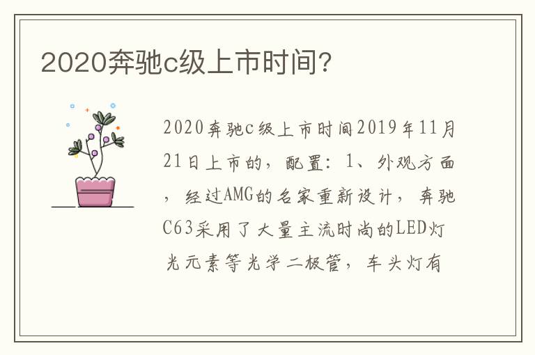 2020奔驰c级上市时间 2020奔驰c级上市时间