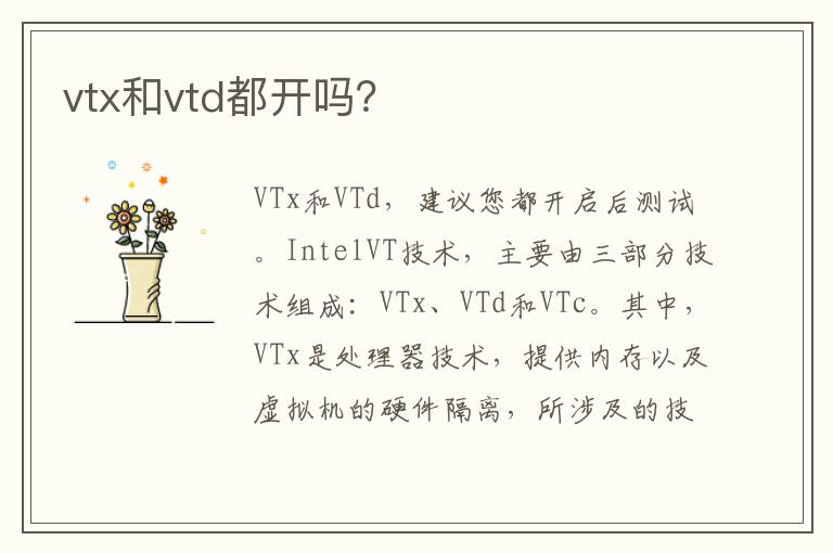 vtx和vtd都开吗 vtx和vtd都开吗