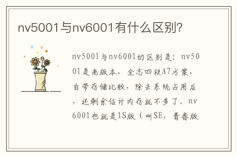 nv5001与nv6001有什么区别 nv5001与nv6001有什么区别