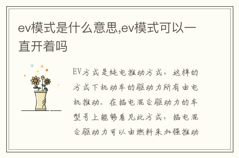 ev模式可以一直开着吗 ev模式是什么意思