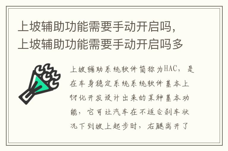 上坡辅助功能需要手动开启吗多少钱 上坡辅助功能需要手动开启吗