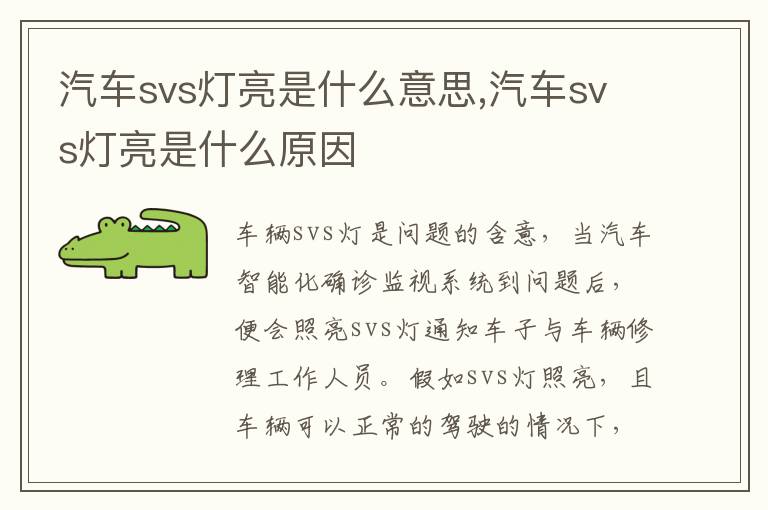 汽车svs灯亮是什么原因 汽车svs灯亮是什么意思