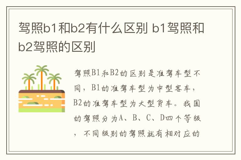 b1驾照和b2驾照的区别 驾照b1和b2有什么区别