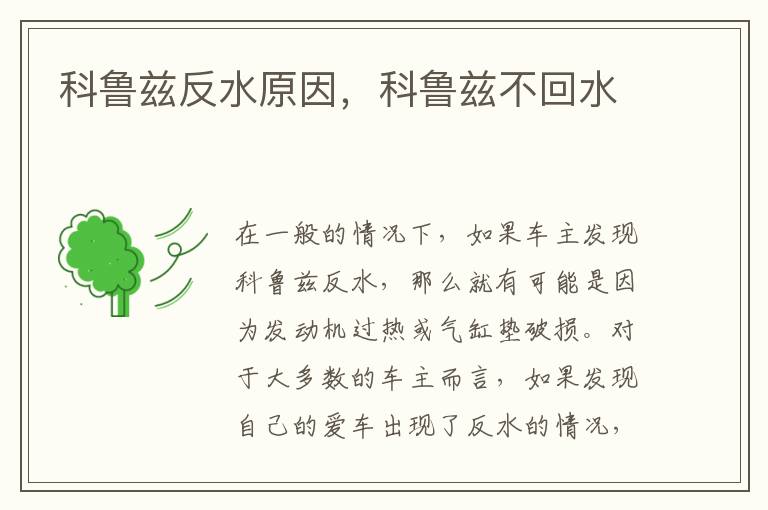 科鲁兹不回水 科鲁兹反水原因