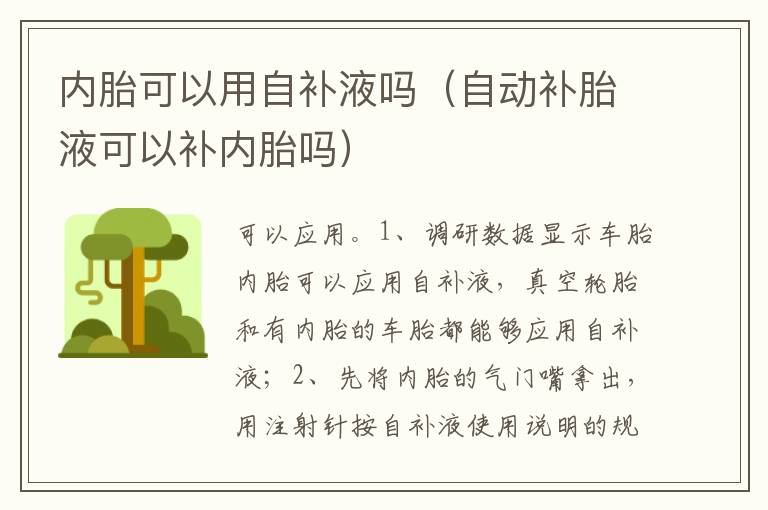自动补胎液可以补内胎吗 内胎可以用自补液吗