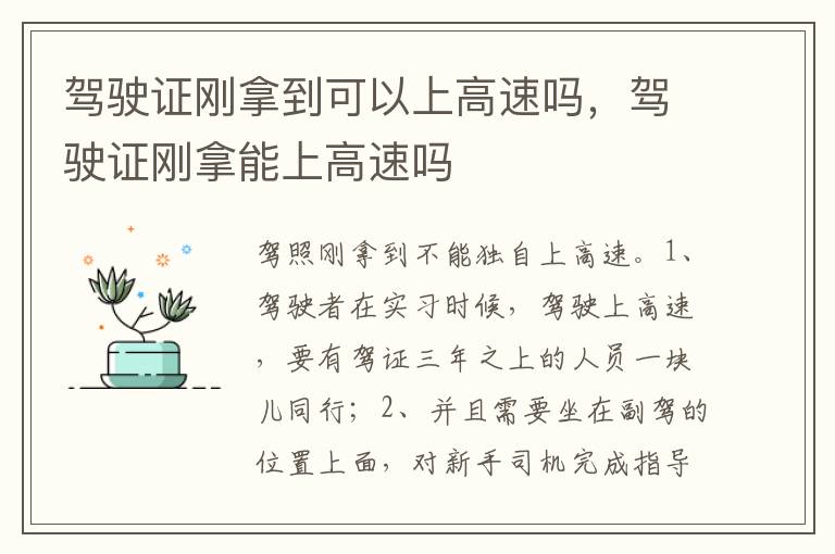 驾驶证刚拿能上高速吗 驾驶证刚拿到可以上高速吗