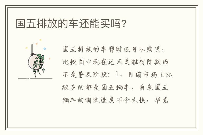 国五排放的车还能买吗 国五排放的车还能买吗