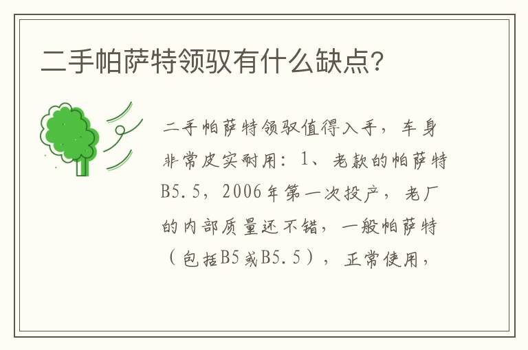 二手帕萨特领驭有什么缺点 二手帕萨特领驭有什么缺点
