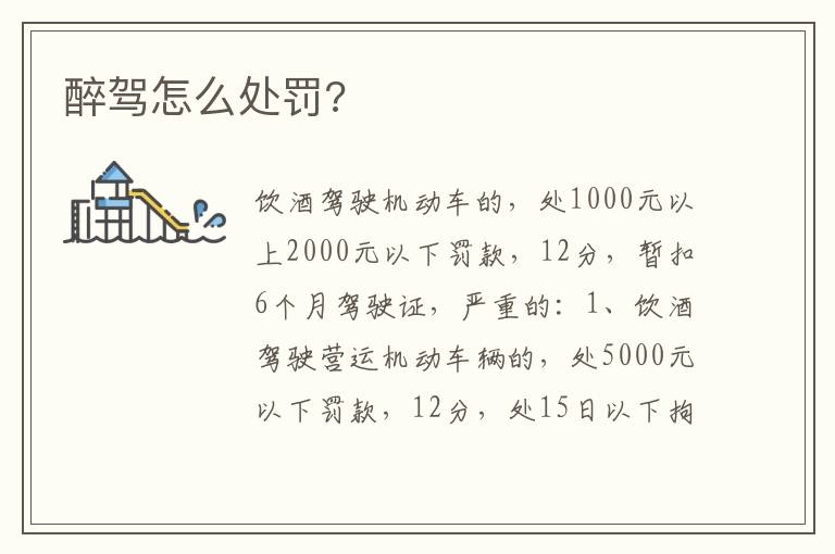 醉驾怎么处罚 醉驾怎么处罚
