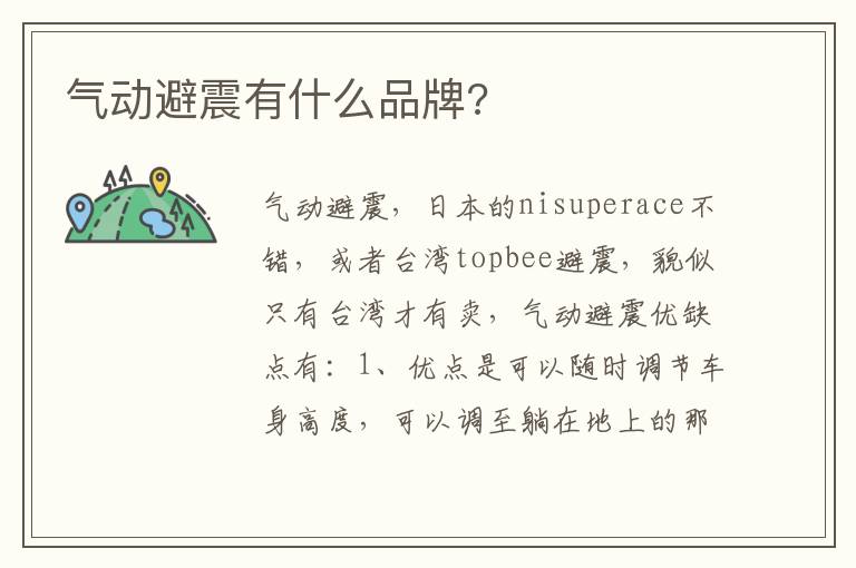 气动避震有什么品牌 气动避震有什么品牌