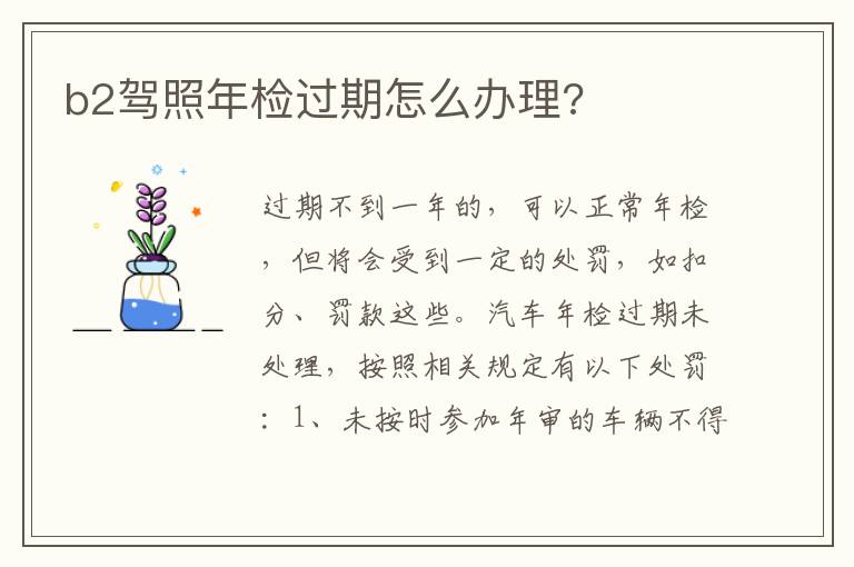 b2驾照年检过期怎么办理 b2驾照年检过期怎么办理