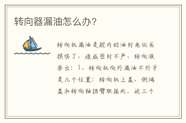 转向器漏油怎么办 转向器漏油怎么办