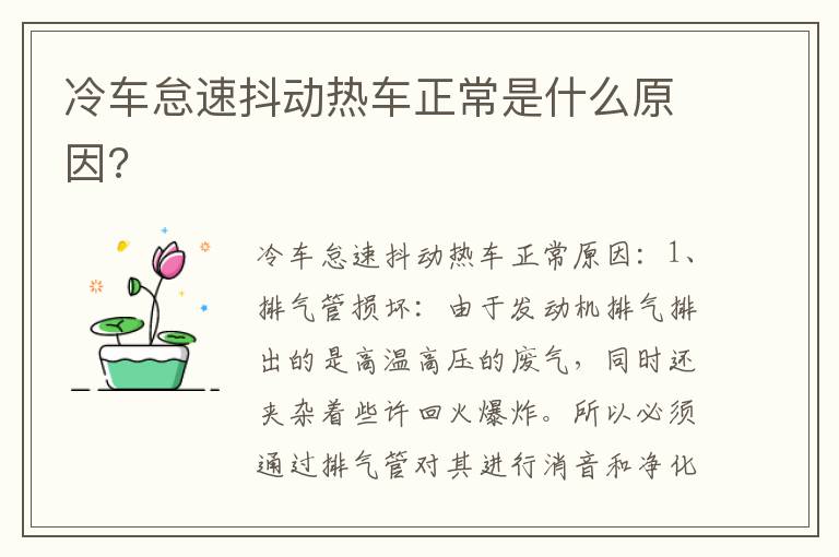 冷车怠速抖动热车正常是什么原因 冷车怠速抖动热车正常是什么原因