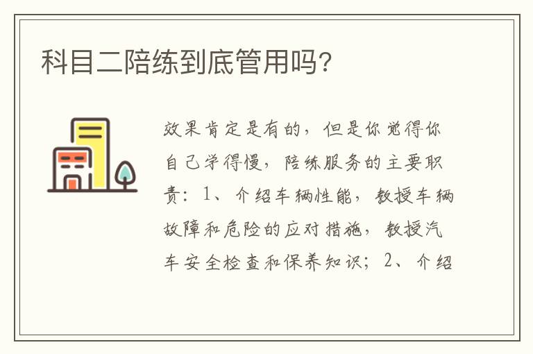 科目二陪练到底管用吗 科目二陪练到底管用吗