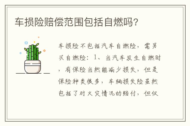 车损险赔偿范围包括自燃吗 车损险赔偿范围包括自燃吗