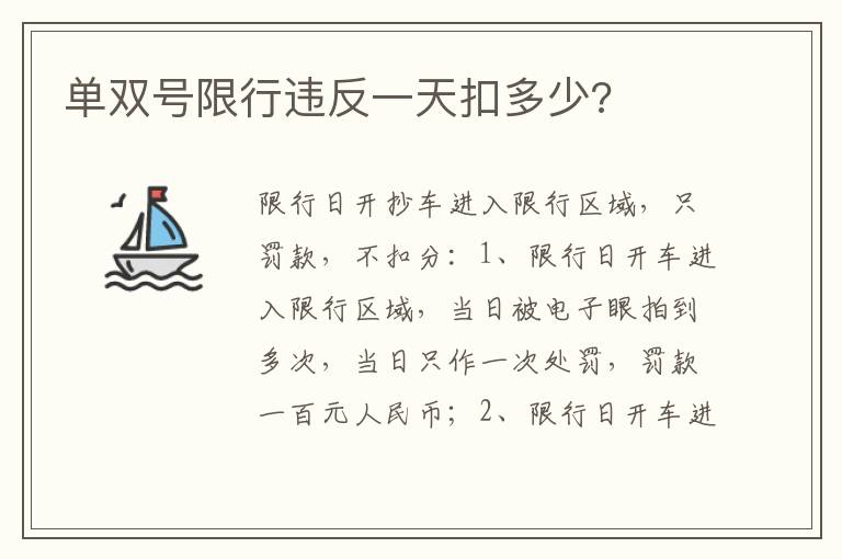 单双号限行违反一天扣多少 单双号限行违反一天扣多少