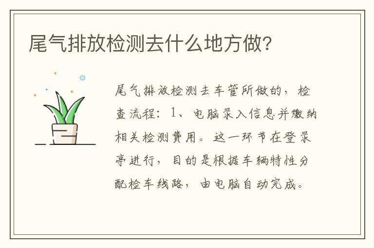 尾气排放检测去什么地方做 尾气排放检测去什么地方做