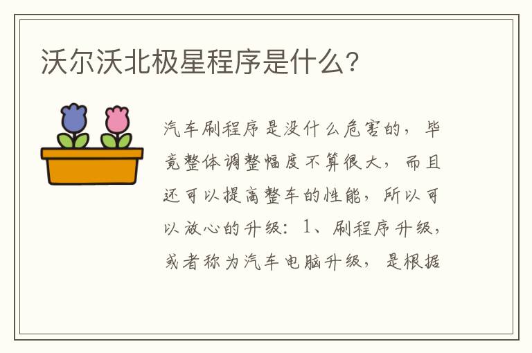 沃尔沃北极星程序是什么 沃尔沃北极星程序是什么