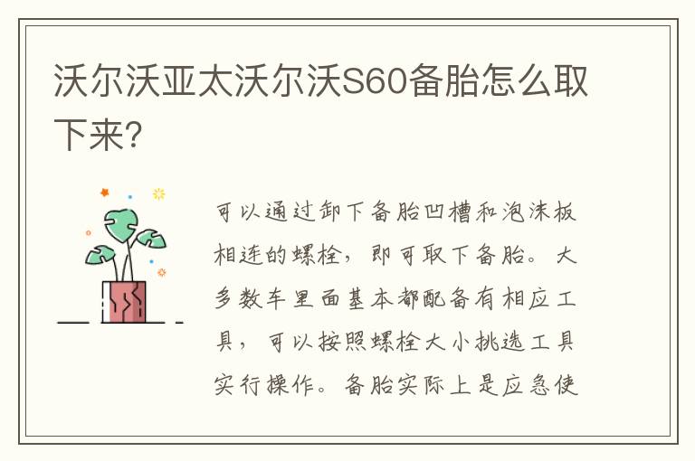 沃尔沃亚太沃尔沃S60备胎怎么取下来 沃尔沃亚太沃尔沃S60备胎怎么取下来